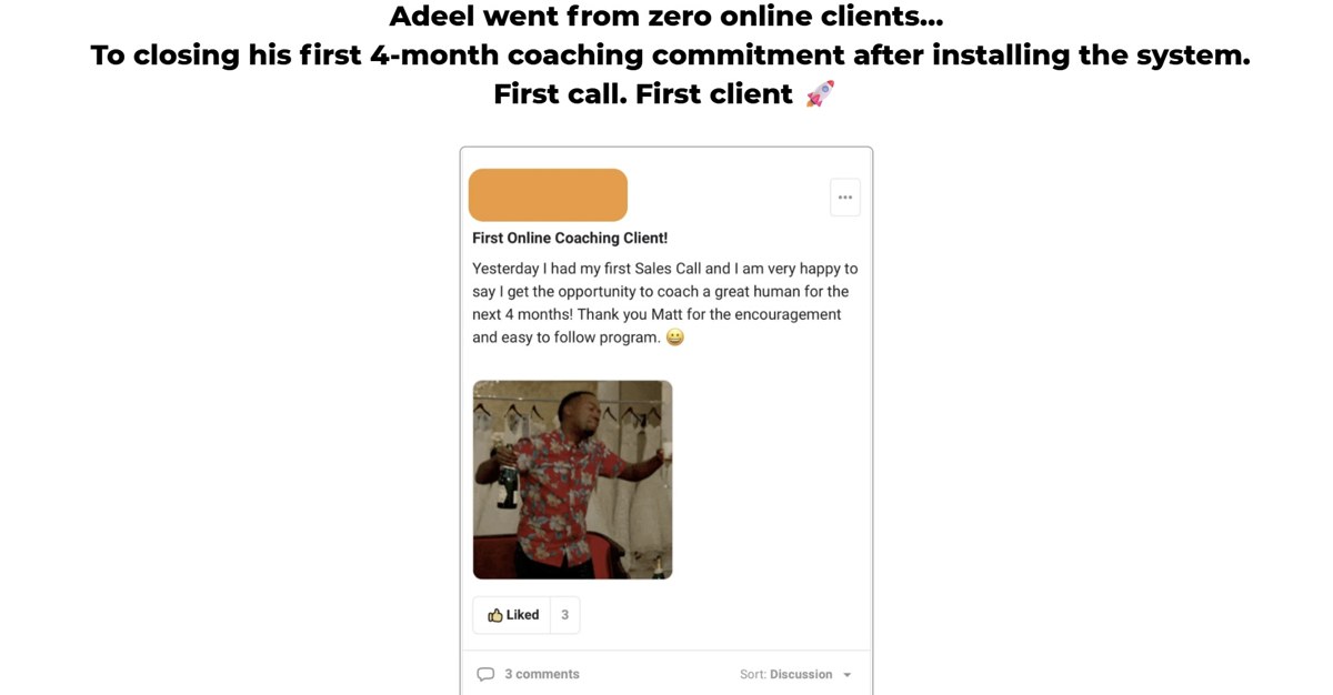 Adeel, first sales call closed his first client