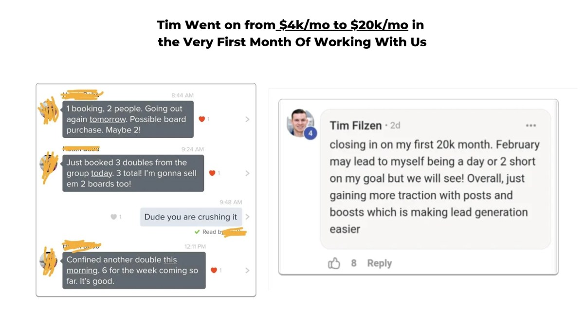 Tim, from 4k to 20k per month